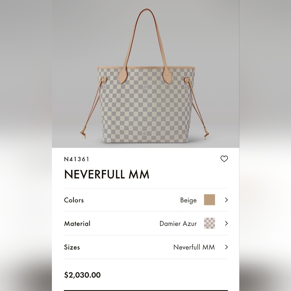💎Authentic💎 Louis Vuitton Neverfull MM white Damier Azur - Picture 4 of 16